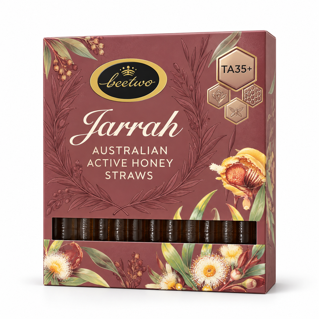 Beetwo Jarrah TA 35+ packaging — recreated from supplied product photo